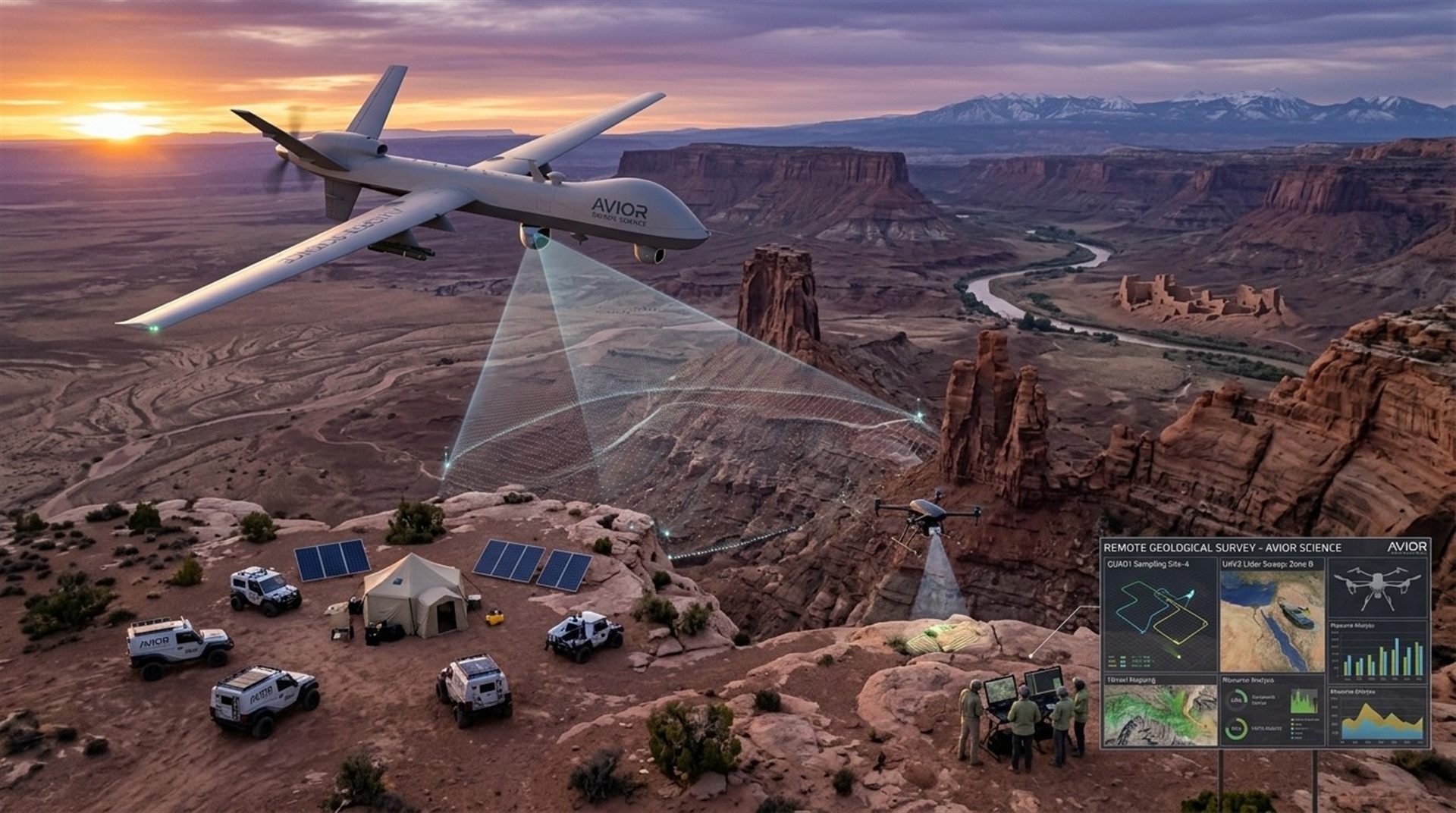 Avior Levant UAV in operation over a remote survey site